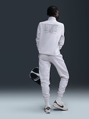 Nike Birch Heather White Sportswear Club Fleece Graphic Mock-Neck Quarter-Zip Top - Image 2 of 6