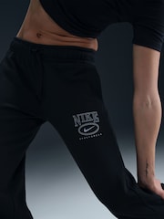 Nike Black Club Fleece Mid-Rise Wide-Leg Joggers - Image 2 of 5