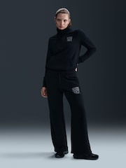 Nike Black Club Fleece Mid-Rise Wide-Leg Joggers - Image 3 of 5