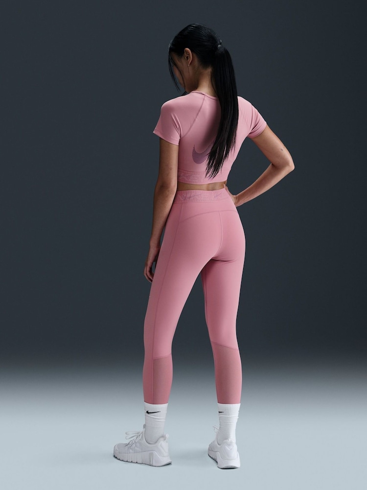 Nike Elemental Pink Pro Mid Rise 7/8 Graphic Leggings - Image 4 of 10