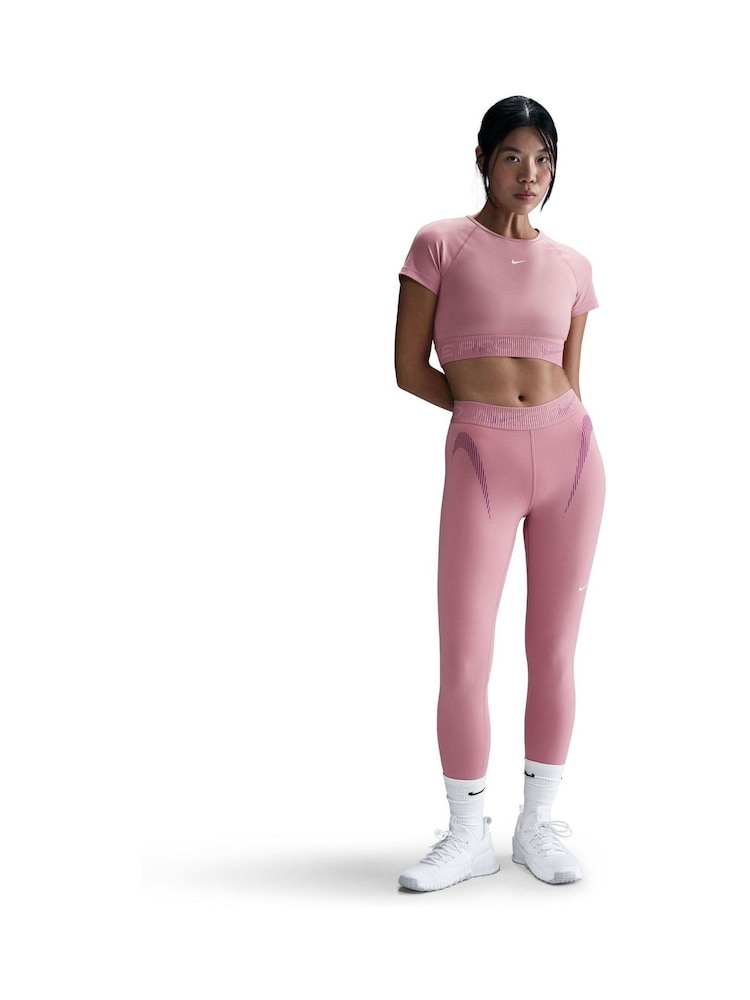 Nike Elemental Pink Pro Mid Rise 7/8 Graphic Leggings - Image 5 of 10