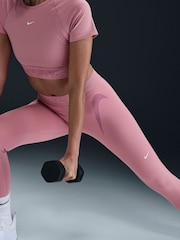 Nike Elemental Pink Pro Mid Rise 7/8 Graphic Leggings - Image 9 of 10