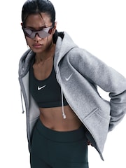 Темно-серый меланжевый - Флисовый худи на молнии Nike Phoenix - Изображение 6 из 7