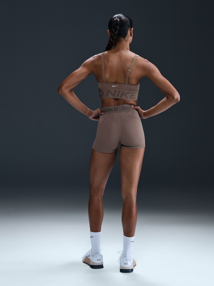 Nike Brown Pro Indy Plunge Medium Support Padded Sports Bra - Image 2 of 5 Nike Brown Pro Indy Plunge Medium Support Padded Sports Bra - Image 2 of 5