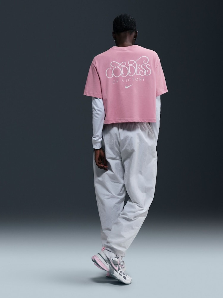 Nike Elemental Pink Sportswear Short-Sleeve Crop T-Shirt - Image 2 of 5