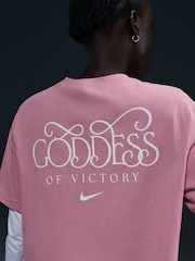 Nike Elemental Pink Sportswear Short-Sleeve Crop T-Shirt - Image 4 of 5