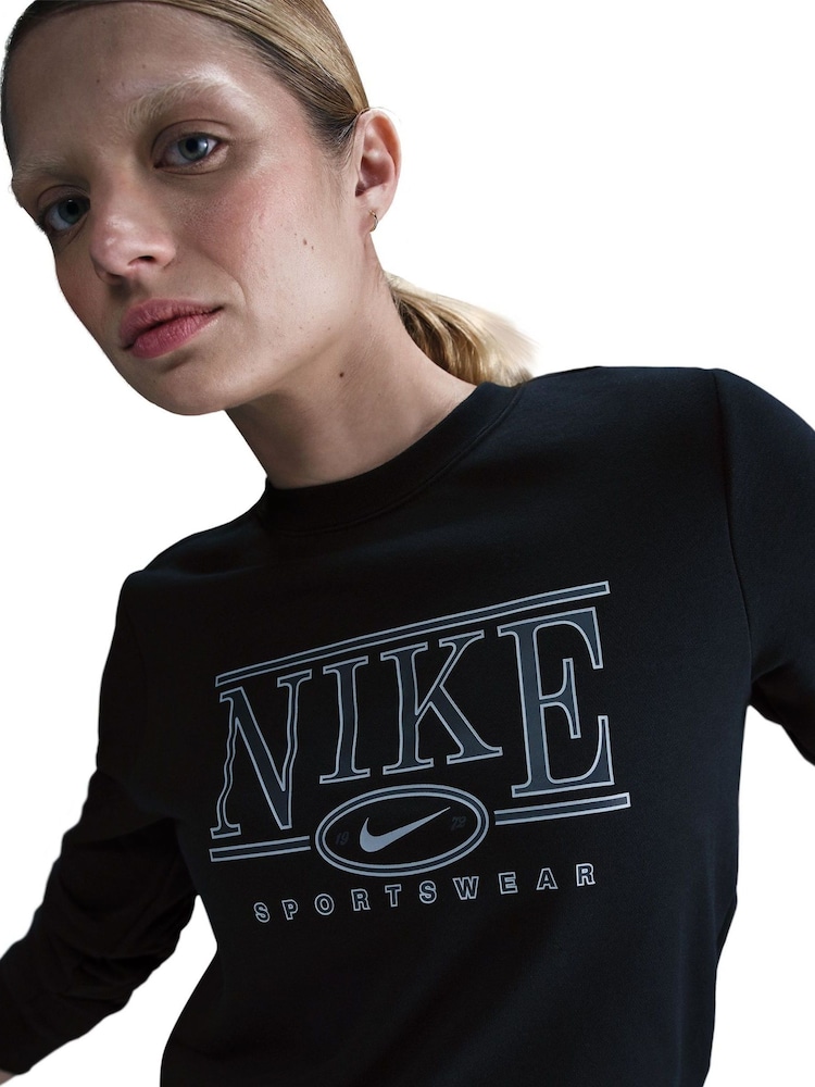 Negro - Nike Club Fleece Logo Crew-Neck Sweatshirt - Imagen 1 de 6