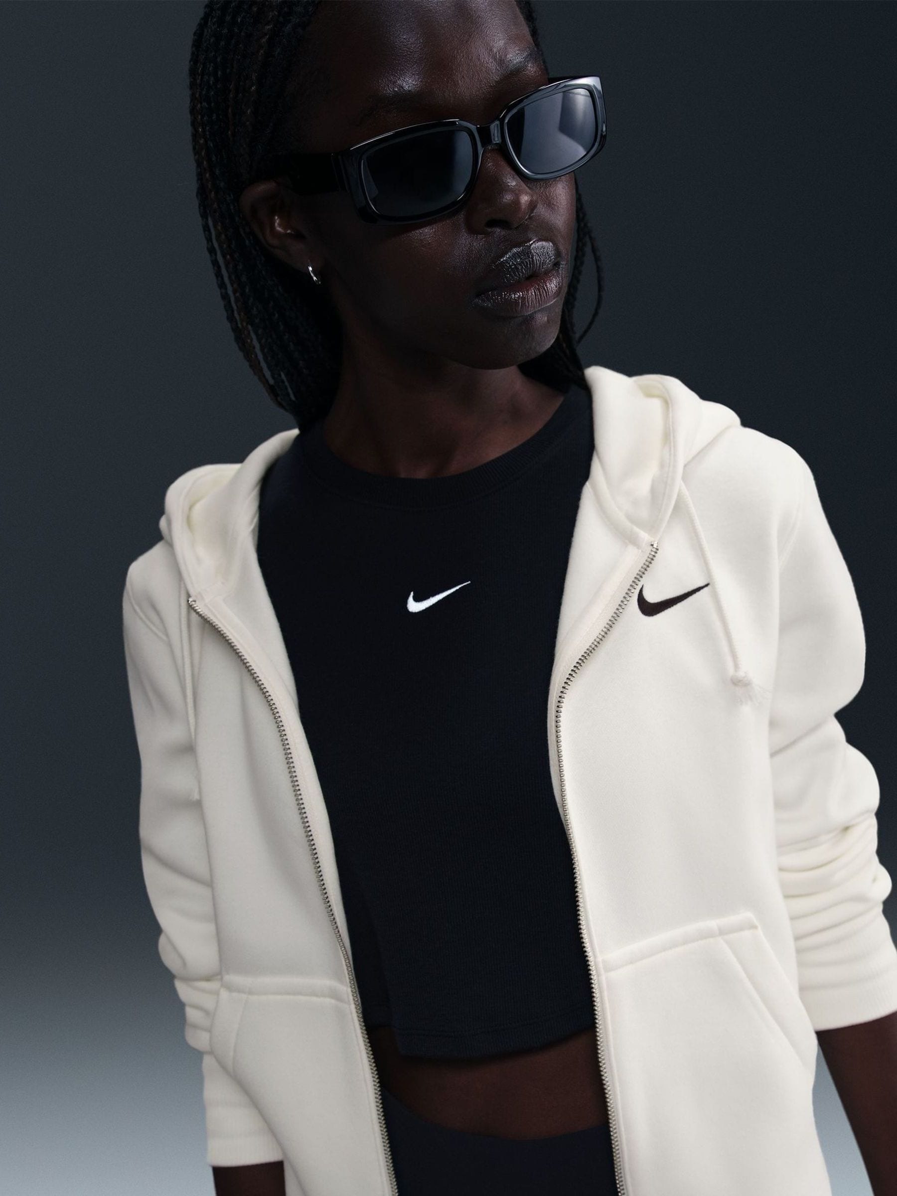 nike beige hoodie black tick