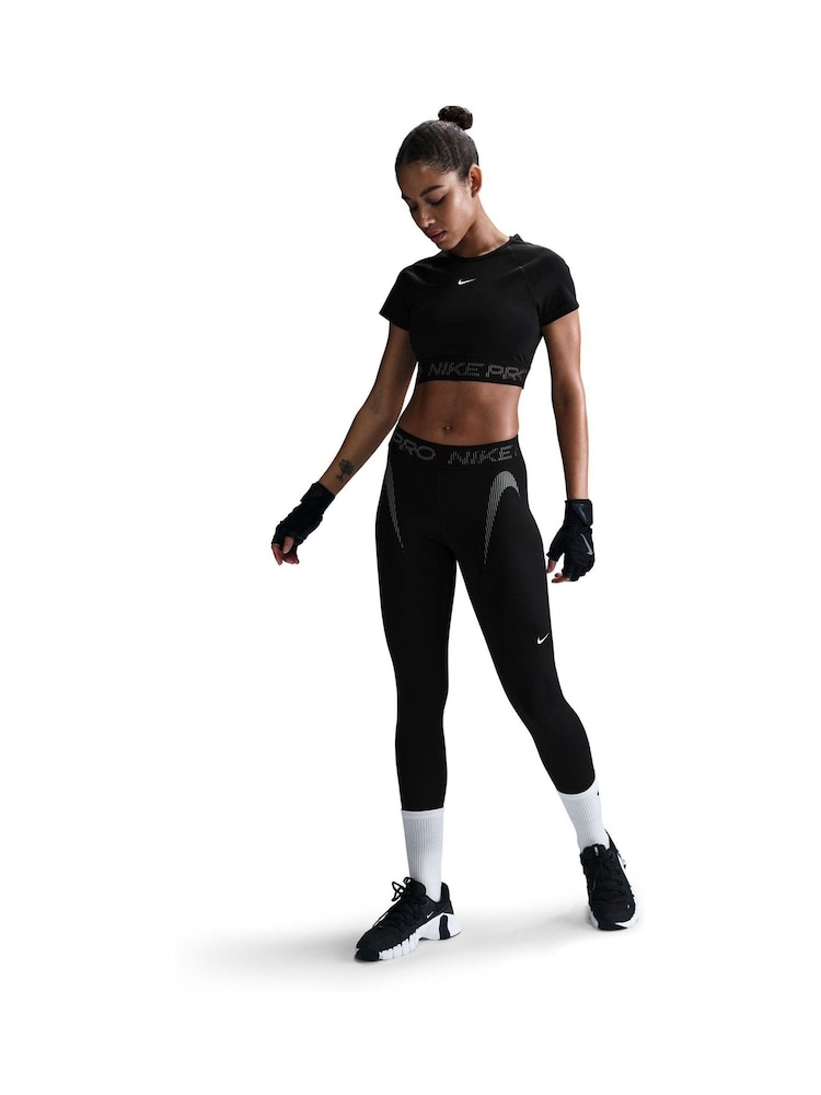 Nike Black Pro Mid Rise 7/8 Graphic Leggings - Image 1 of 5