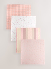Pink Stripe & Stars Baby Muslins 100% Cotton Cloths 4 Pack - Image 1 of 7