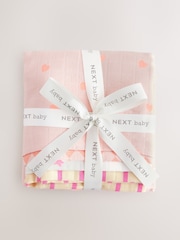 Pink Stripe & Stars Baby Muslins 100% Cotton Cloths 4 Pack - Image 2 of 7