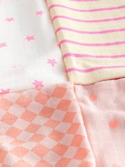 Pink Stripe & Stars Baby Muslins 100% Cotton Cloths 4 Pack - Image 3 of 7