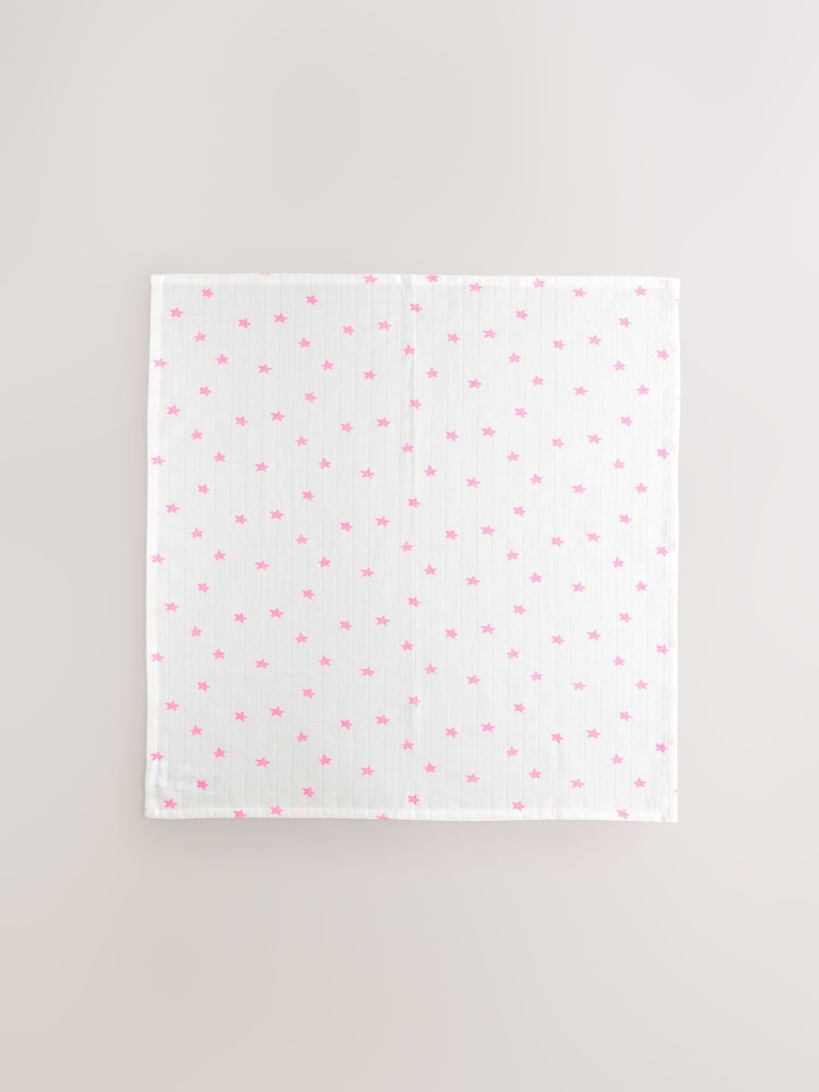 Pink Stripe & Stars Baby Muslins 100% Cotton Cloths 4 Pack - Image 6 of 7