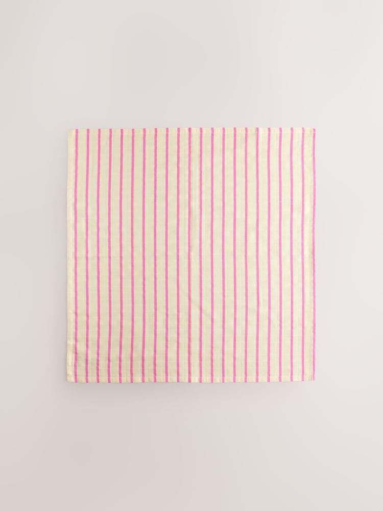Pink Stripe & Stars Baby Muslins 100% Cotton Cloths 4 Pack - Image 7 of 7