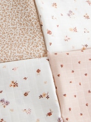 Droben cvetlični potisk - dojenček Muslins 100% Cotton Cloths 4 komplet - Slika 3 iz 7
