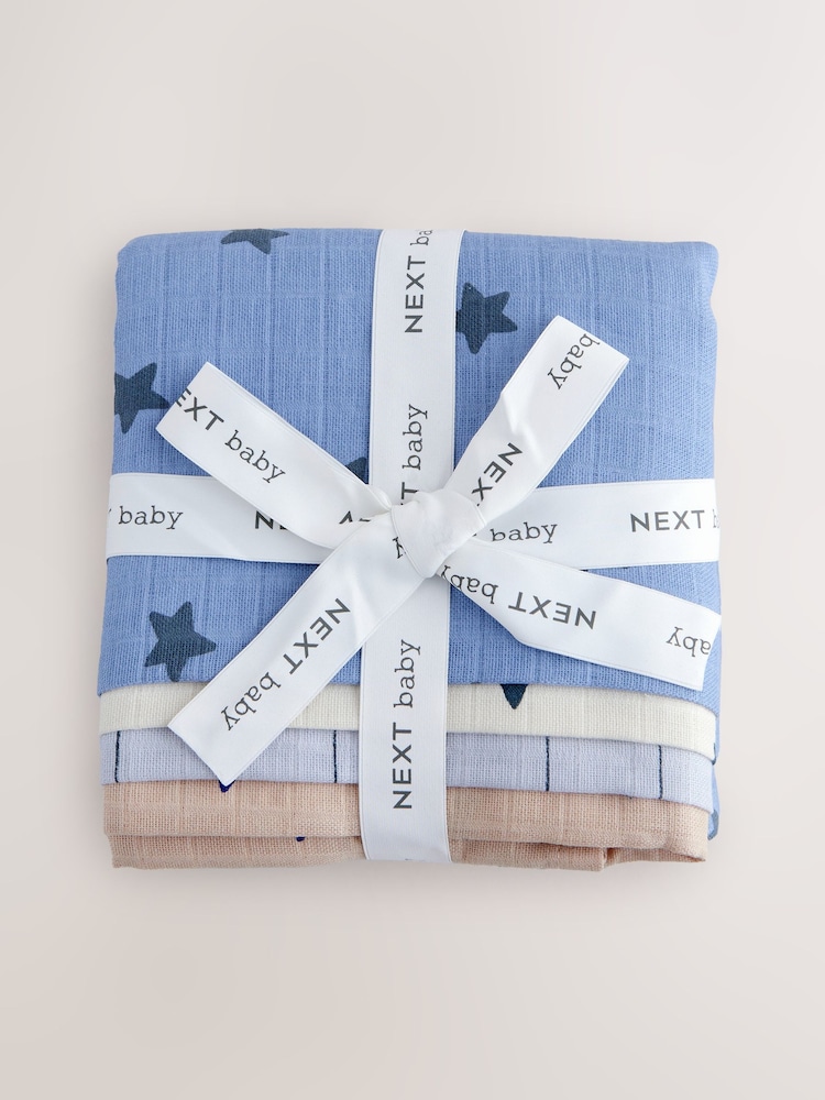 Blauer/Hautfarbener Stern - Baby-Spucktücher aus 100 % Baumwoll-Mussselin im 4er Pack - Bild 2 von 7 Blauer/Hautfarbener Stern - Baby-Spucktücher aus 100 % Baumwoll-Mussselin im 4er Pack - Bild 2 von 7