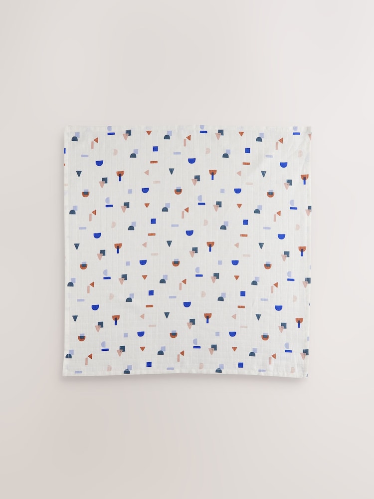 Blue/Tan Star Baby Muslins 100% Cotton Cloths 4 Pack - Image 4 of 7