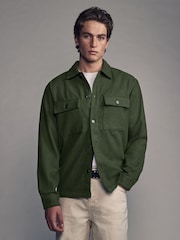 Green Twin Pocket Shacket Overshirt with Wool - Image 1 of 8
