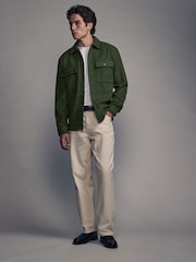 Green Twin Pocket Shacket Overshirt with Wool - Image 2 of 8