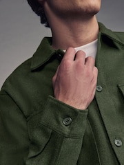 Green Twin Pocket Shacket Overshirt with Wool - Image 4 of 8