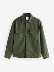 Green Twin Pocket Shacket Overshirt with Wool - Image 5 of 8