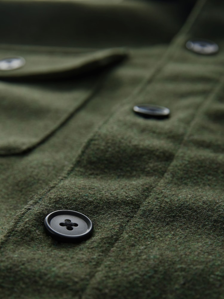 Green Twin Pocket Shacket Overshirt with Wool - Image 8 of 8