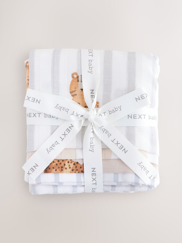 Animal Characters Baby Muslins 100% Cotton Cloths 4 Pack - Image 2 of 7