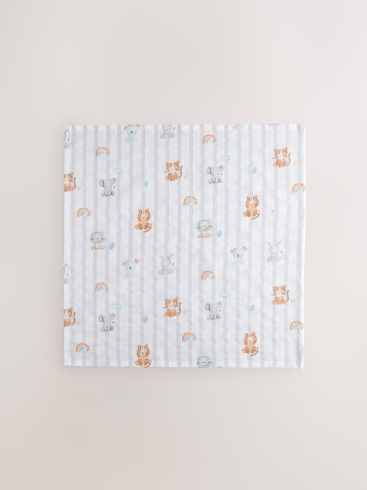 Animal Characters Baby Muslins 100% Cotton Cloths 4 Pack - Image 5 of 7