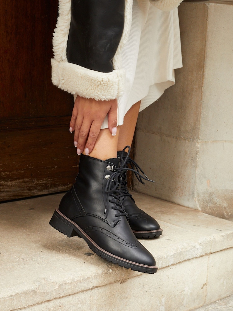 Linzi Black Ashleigh Lace Up Biker Boots - Image 1 of 6