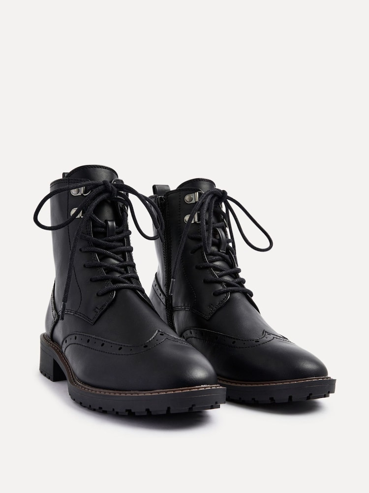 Linzi Black Ashleigh Lace Up Biker Boots - Image 6 of 6