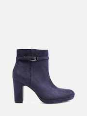 Linzi Navy Stefani Heeled Ankle Boots With Buckle Detail - Image 2 of 5