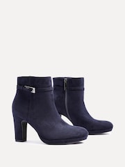 Linzi Navy Stefani Heeled Ankle Boots With Buckle Detail - Image 4 of 5