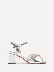 Linzi Silver Zoey Block Heeled Sandals With Diamante Front Straps - Image 2 of 5