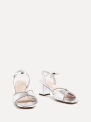 Linzi Silver Zoey Block Heeled Sandals With Diamante Front Straps - Image 3 of 5