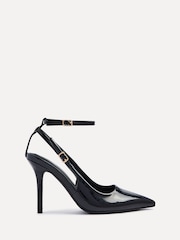 Linzi Black Galore Stiletto Court Heels With Wrap Around Ankle Strap - Image 2 of 5