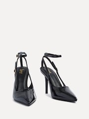 Linzi Black Galore Stiletto Court Heels With Wrap Around Ankle Strap - Image 3 of 5