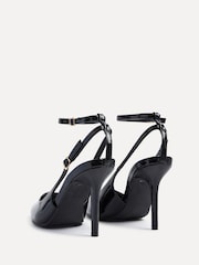 Linzi Black Galore Stiletto Court Heels With Wrap Around Ankle Strap - Image 4 of 5