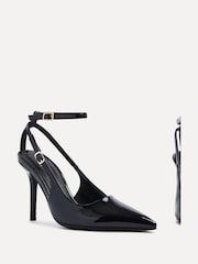 Linzi Black Galore Stiletto Court Heels With Wrap Around Ankle Strap - Image 5 of 5