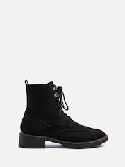 Linzi Black Suede Ashleigh Lace Up Biker Boots - Image 2 of 5