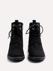 Linzi Black Suede Ashleigh Lace Up Biker Boots - Image 4 of 5