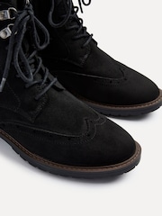 Linzi Black Suede Ashleigh Lace Up Biker Boots - Image 5 of 5