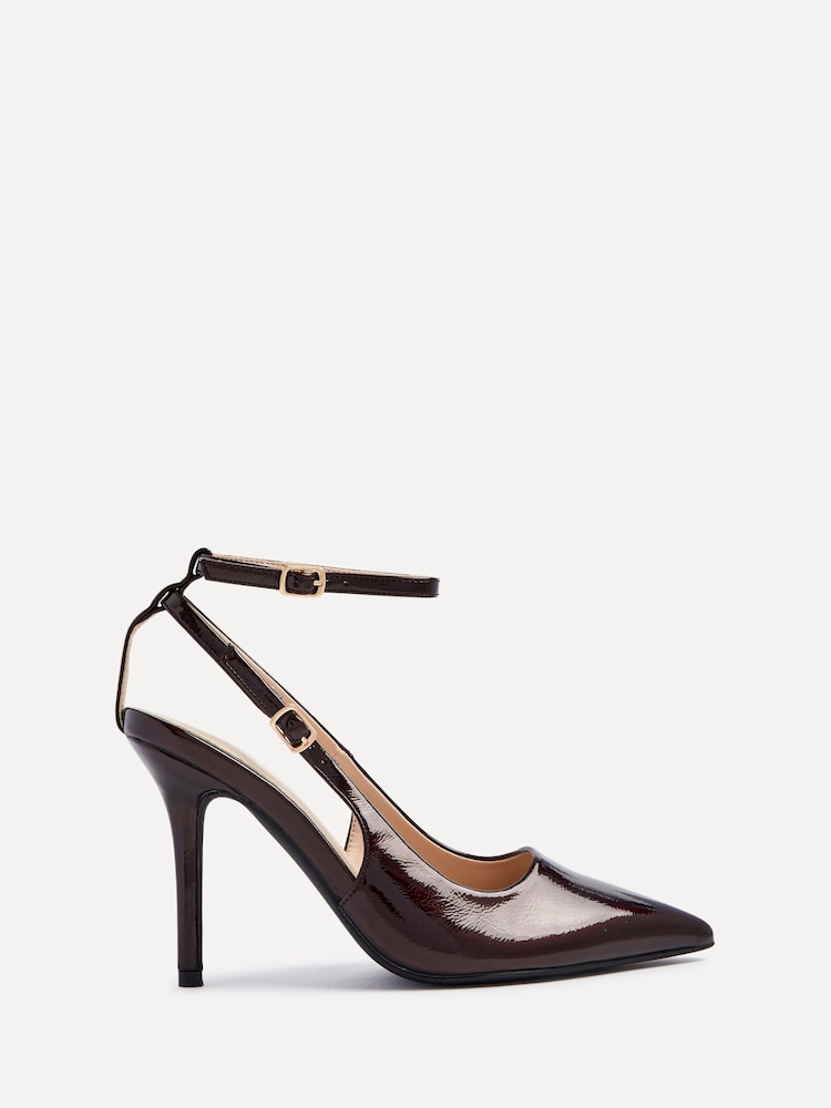 Linzi Red Galore Stiletto Court Heels With Wrap Around Ankle Strap - Image 2 of 5