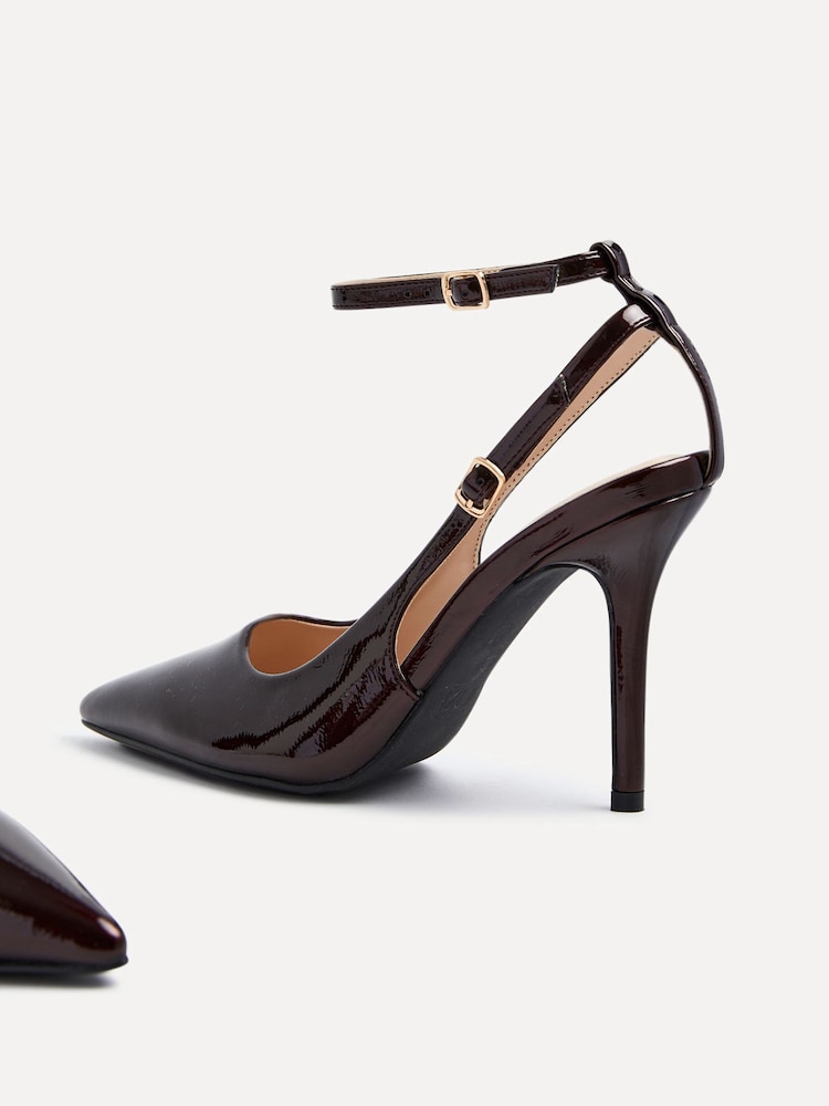 Linzi Red Galore Stiletto Court Heels With Wrap Around Ankle Strap - Image 3 of 5