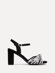 Linzi Black Sanora Block Heeled Sandals With Diamante Front Strap - Image 2 of 5