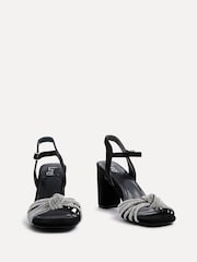 Linzi Black Sanora Block Heeled Sandals With Diamante Front Strap - Image 3 of 5