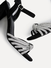Linzi Black Sanora Block Heeled Sandals With Diamante Front Strap - Image 4 of 5