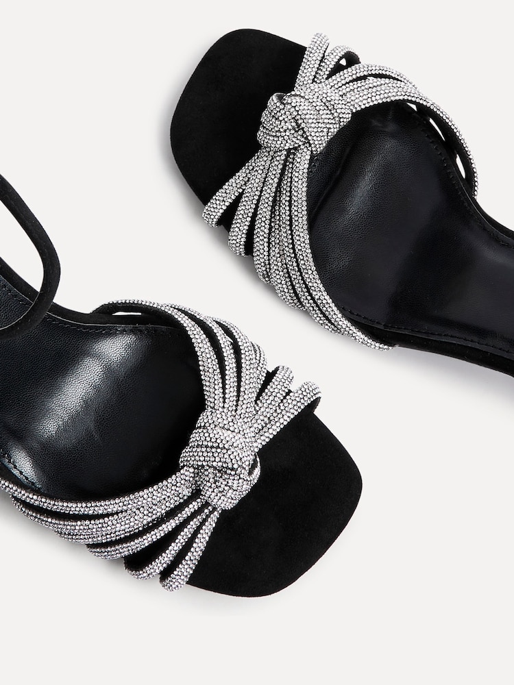 Linzi Black Sanora Block Heeled Sandals With Diamante Front Strap - Image 5 of 5