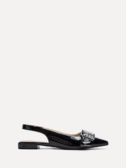 Linzi Black Libby Flat Pointed Toe Shoes With Front Buckle Detail - Image 2 of 5