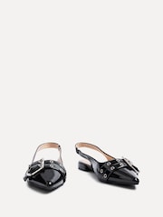 Linzi Black Libby Flat Pointed Toe Shoes With Front Buckle Detail - Image 3 of 5
