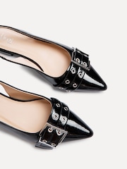 Linzi Black Libby Flat Pointed Toe Shoes With Front Buckle Detail - Image 5 of 5